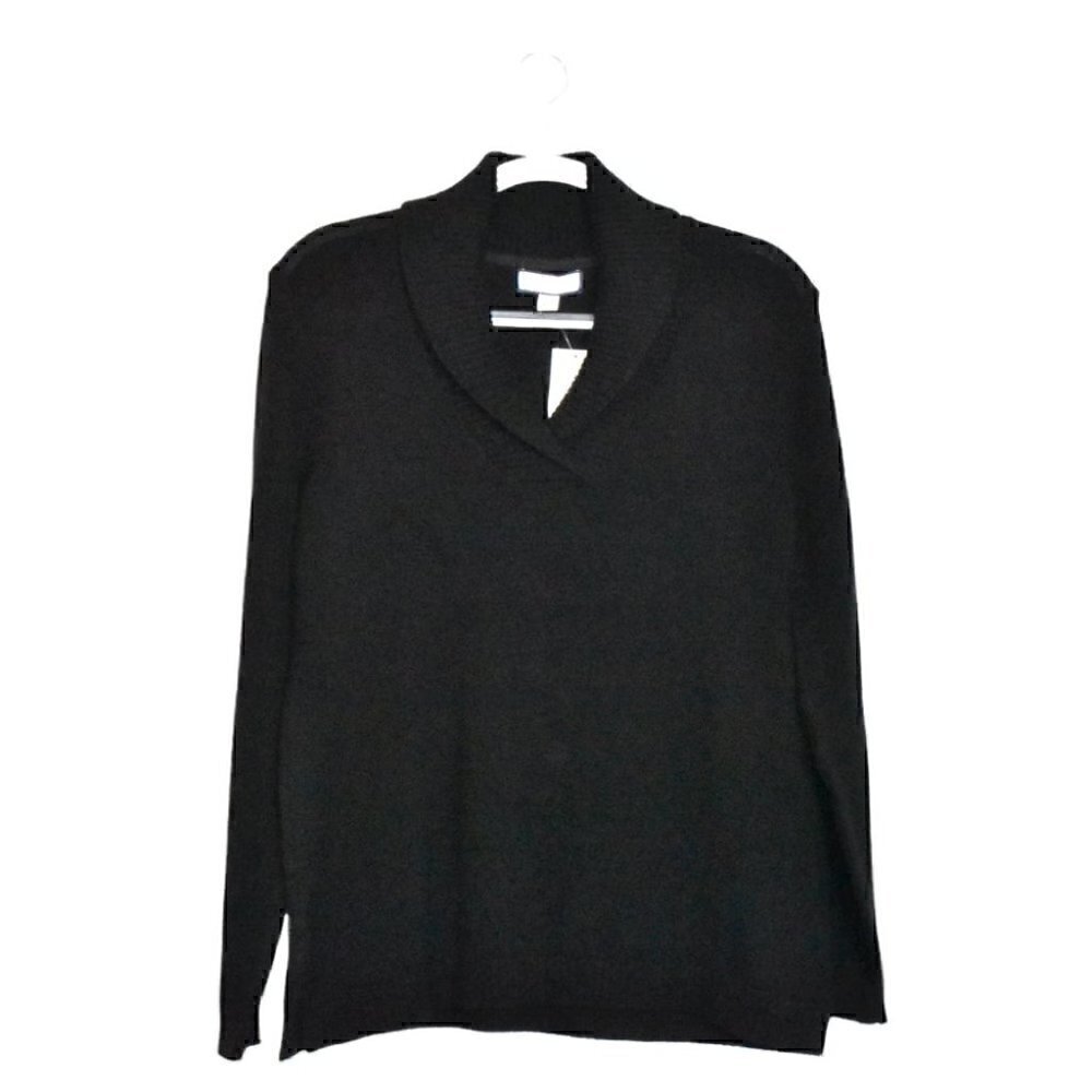 Charter Club Core Cotton Essential Long Sleeve Preppy Sweater Black Size M